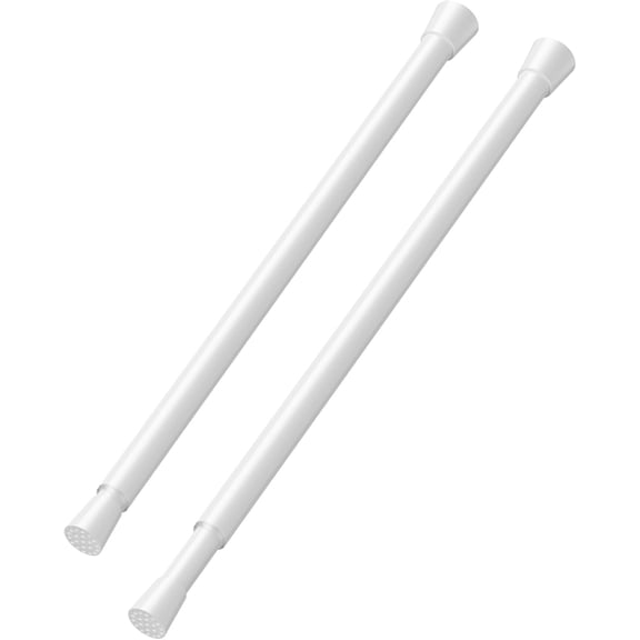 YTRFGH-2 Pack Tension Curtain Rod 8 to 12 Inch, DIY Mini Spring Curtain Rods No Drill for Slim Window Cupboard Closet Sidelights, White
