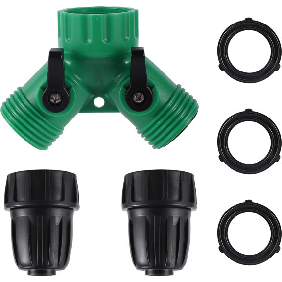 YTRFGH-2 Way Y Water Splitter Connector for 3/4" Inch Garden Hose Spigot Faucetwith US Standard 3/4" Female GHT to 1/2' Hose Adapter for Drip Irrigation Tubing (.52" ID,.58" .62" OD)