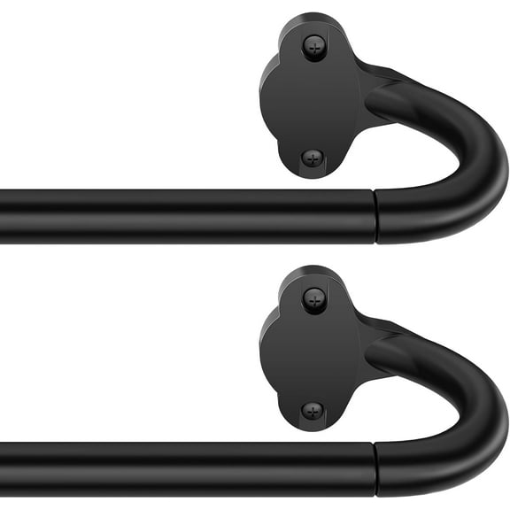 YTRFGH-2Pack Wrap Around Curtain Rod 30 to 45 Inch(2.5-3.75 Feet), 5/8'' Adjustable Heavy Duty Blackout Drapery Rod, Curved Ceiling Mount Room Darkening Curtain Rods for Windows, Black
