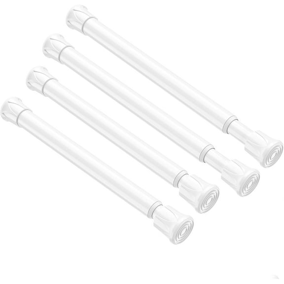 YTRFGH-4 Pack Short Spring Tension Curtain Rod 8 to 12 Inch, Mini DIY Tension Rods No Drill for Slim Window Cupboard Sidelights, White