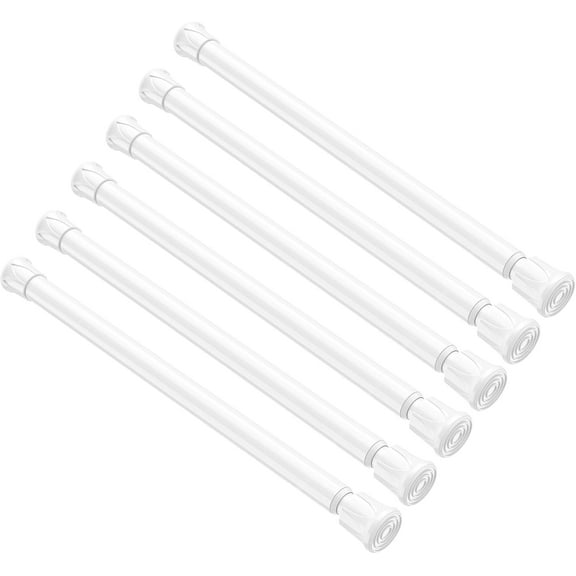 YTRFGH-6 Pack Spring Tension Curtain Rod 8 to 12.5 Inch, DIY Mini Tension Rods No Drill for Slim Window Cupboard Closet Sidelights, White