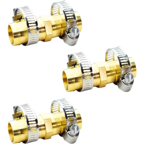 YTRFGH-9 Pcs Hose Repair Connectors with Claps Brass Garden Hose Repair Kit Fitting, Fits 5/8" Water Hose Repair Fitting