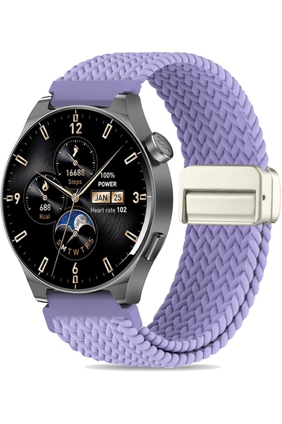 -Braided Stretchy Nylon Magnetic Clasp Watch Band Compatible with Tozo S5/S6/S3 Smartwatch,Sport Loop Soft Elastic Adjustable Quick Release Strap for CMF Watch Pro 2/Pro/3 Pro Women Men