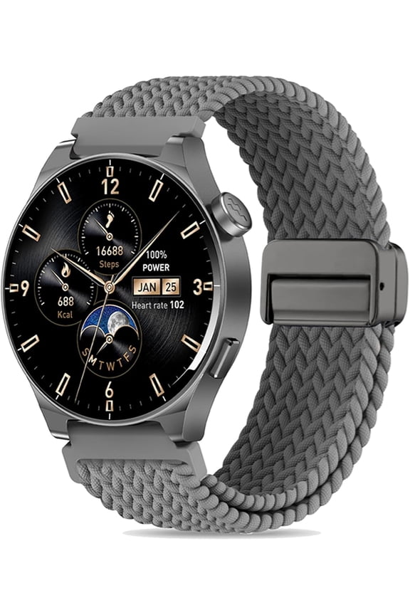 -Braided Stretchy Nylon Magnetic Clasp Watch Band Compatible with Tozo S5/S6/S3 Smartwatch,Sport Loop Soft Elastic Adjustable Quick Release Strap for CMF Watch Pro 2/Pro/3 Pro Women Men