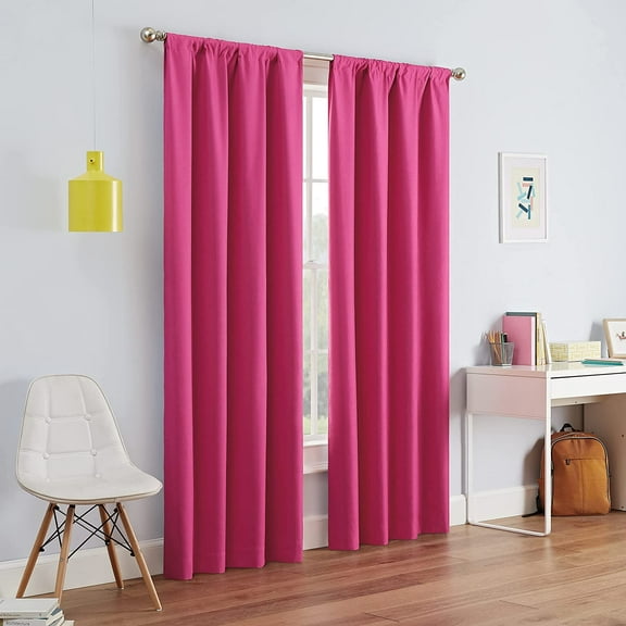 YTRFGH-ECLIPSE Kendall Modern Blackout Thermal Rod Pocket Window Curtain for Bedroom or Living Room (1 Panel), 42" x 95", Raspberry