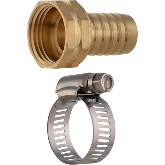 YTRFGH-Female Garden Hose Repair Mender, 3/4 Inch Barb x 3/4 Inch FHT, Brass Hose Fittings, EZ-20369