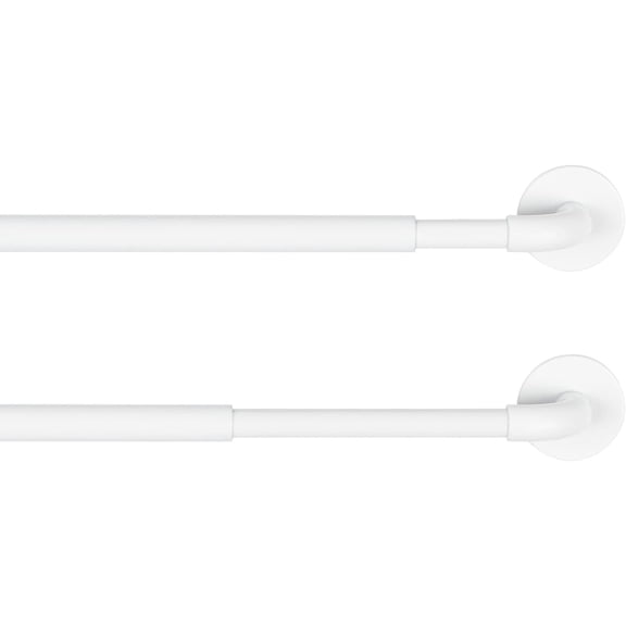 YTRFGH-KXLife 2 Pack Adjustable Sticky Self Adhesive 3/8 Inch Sash Curtain Rod for Metal, Wood Doors, 17 to 28 Inch Multi-Use Sidelight Cafe Sash Rod for Door Panels, Windows, Bathroom (White,Set of