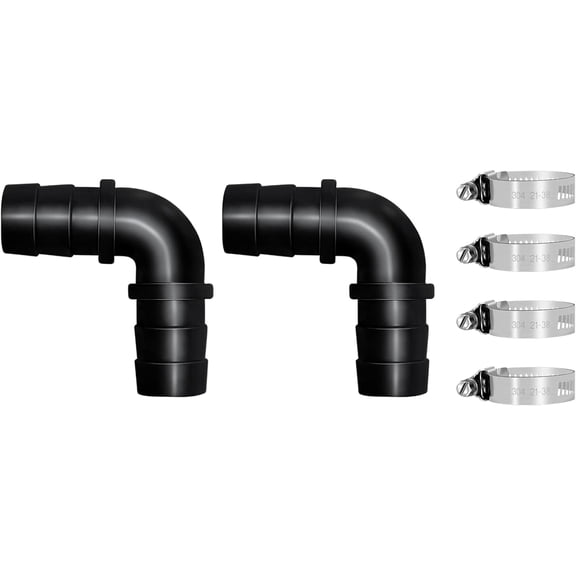 YTRFGH-LONGRUN 1 Inch Elbow Barb Fitting Pond Hose Adapter Air Hose Fittings, Garden Hose Quick Connecter with 4 Clamps for Pool Spillway Waterfall Fountain Tube-6 Pieces Set