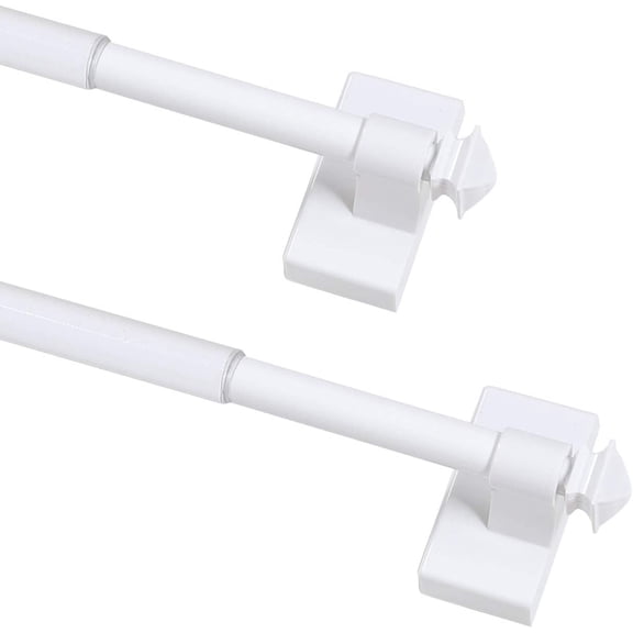 YTRFGH-Magnetic Curtain Rods for Metal Doors Multi-Use Adjustable Curtain Rods for Small Windows Cafe Sidelight and Iron Steel Places, 1/2 Inch Diameter, Tool Free (2 Pack, Adjust from 9 to 16 Inch,