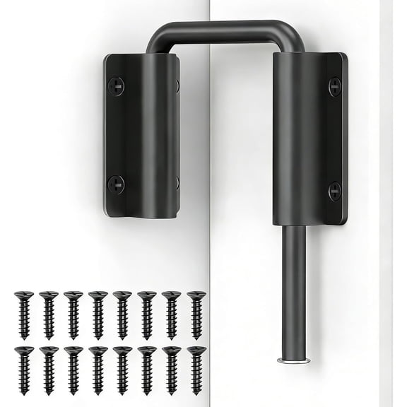 YTRFGH-Sliding Door Loop Latch 2.38 U-Shaped Slide Loop Lock for Door 90/180 Degree Gate Latches for Barn Doors, Closet, Fence, Window, Patio Black