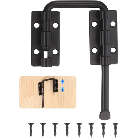 YTRFGH-Sliding Door Loop Lock Latch, 2.36 Inch Flexible U-Shaped Latch Hook Lock with Screws for Uneven or Warped Doors Window Barn Garden Fence Increase Home Security, Black