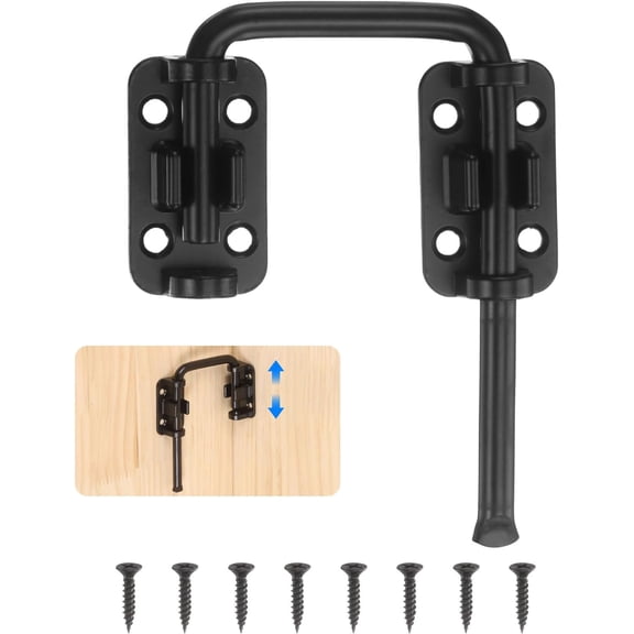 YTRFGH-Sliding Door Loop Lock Latch, 2.42 Inch Flexible U-Shaped Latch Hook Lock with Screws for Uneven or Warped Doors Window Barn Garden Fence Increase Home Security, Black