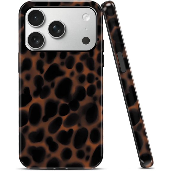 YTRFGH-Tortoise Shell Retro Phone Case for iPhone 17 Pro 6.3",Amber Brown Leopard Stylish Classic Cool Cheetah Cover for Women Men,Soft Hard PC Protective Slim Shockproof Cases for iPhone 17 Pro