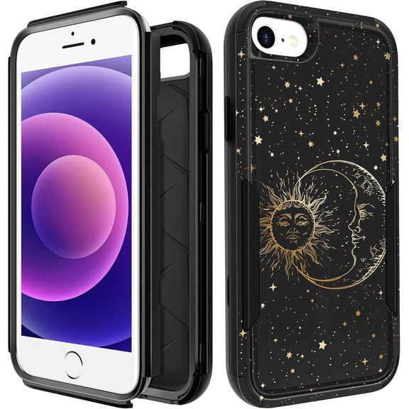 YTRFGH-for iPhone SE Case 2020/2022/3rd Generation, for iPhone 8/7 Case, Heavy Duty Protective Sun Moon Cute Phone Cover for Women Men Girls Boys Hard Cases for iPhone 7/8/SE