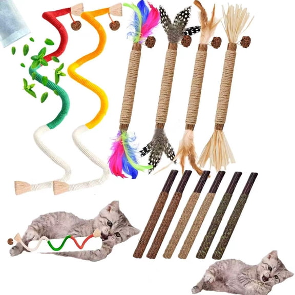YTSKJ Cat Chew Toys12PCS Cats Chew Stick for Cleaning Teeth Kitten Rope Silvervine Sticks for Interactive Catnip for Dental Care Self Play