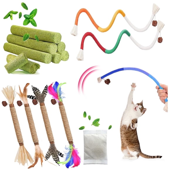 YTSKJ Cat Toys 24 Pack Cats Grass Treat Silvervine Sticks for Indoor Kitten Edible Interactive Kitty Catnip Toy for Teeth Cleaning Chew Rope Dental Care Snack for Self Play