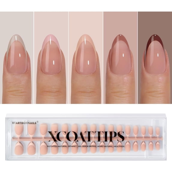YTTAL 160pcs Press on Nails, Acrylic Fake Nail with Apricot Design, Full Cover False Nails Tips Glossy Nude Glue on Nails Artificial Stick on Nails for Women (multi-colored French nails, Medium)