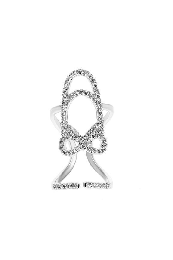18K Gold Plated Heart Nail Tip Ring, Adjustable Open Wrap Finger Ring, Cubic Zirconia Statement Nail Guard Jewelry for Women