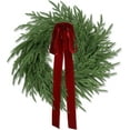 thumbnail image 1 of YTTAL 24" Artificial Norfolk Pine & Cedar Christmas Wreath with Velvet Bow – Real Touch Faux Greenery Holiday Front Door Decoration for Indoor Outdoor Use, 1 of 11