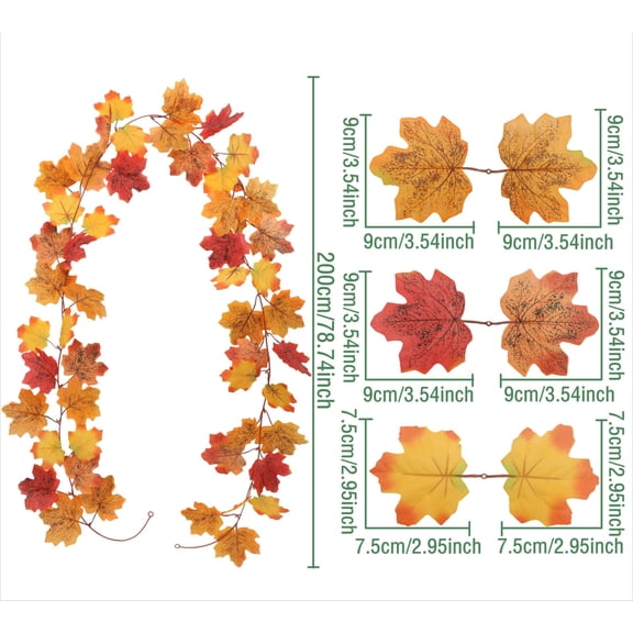 YTTAL 3 Pack Artificial Fall Maple Leaf Garland, 78.7 Inch Fake Autumn Hanging Vines, Faux Fall Decorations for Home, Thanksgiving, Fireplace, Door, Staircase, Table, Indoor Outdoor Decor