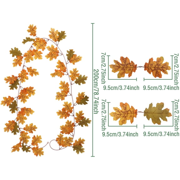 YTTAL 3 Pack Artificial Fall Maple Leaf Garland, 78.7 Inch Fake Autumn Hanging Vines, Faux Fall Decorations for Home, Thanksgiving, Fireplace, Door, Staircase, Table, Indoor Outdoor Decor