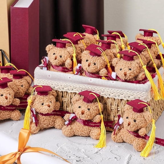 YTTAL 4" Mini Graduation Bears Bulk Set of 12, Class of 2026 Small Stuffed Animals with Blue Cap and Diploma, Tiny Plush Teddy Bear for Graduation Bouquet DIY, Prom Party Decor & Congrats Grad Gifts