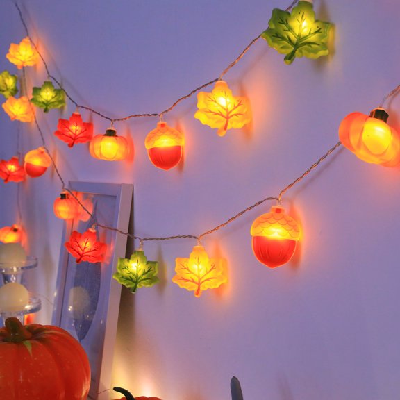 YTTAL 5.6ft Fall Maple Leaf String Lights, Thanksgiving Autumn LED Lights, Battery Operated Warm Decor for Mantel Fireplace Home