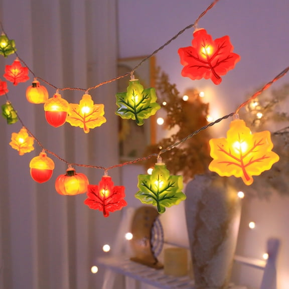 YTTAL 5.6ft Fall Maple Leaf String Lights, Thanksgiving Autumn LED Lights, Battery Operated Warm Decor for Mantel Fireplace Home