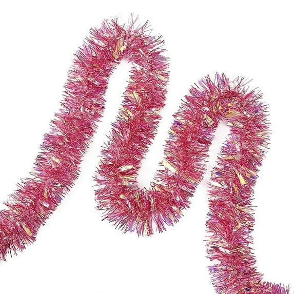 YTTAL 6.6FT Christmas Snowflake Tinsel Garland Xmas Tree Decorations Red Christmas Metallic Twist Garland Ceiling Hanging Decorations for New Year Party Birthday Holiday Indoor Outdoor Supplies