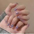 thumbnail image 1 of YTTAL (Buy 2 Get 1 Free) 24Pcs Long Coffin Press On Nails, Nude Blue Glitter French Tip Fake Nails with Rhinestones, Acrylic False Nails for Women, Reusable Nail Art Manicure Decorations, 1 of 10
