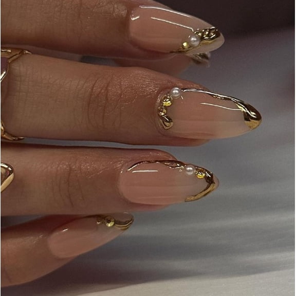 YTTAL Buy 2 Get 1 Free, Buy 4 Get 2 Free Press on Nails, Mint Green Butterfly French Tip Almond Fake Nails with Jelly Glue, Nail File & Buffer, Reusable Acrylic False Nails for Women
