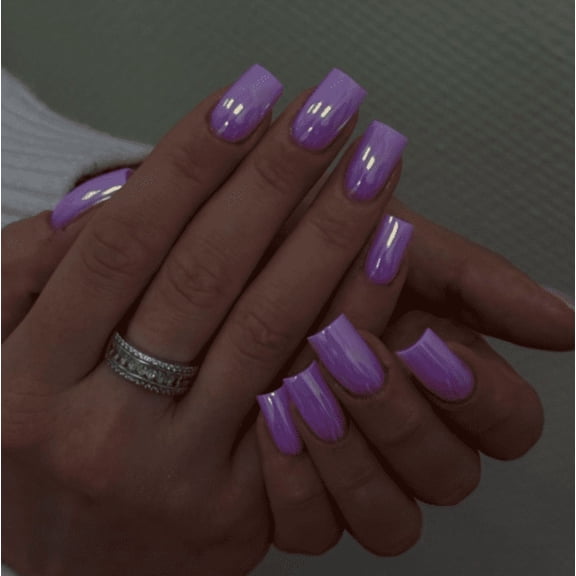 YTTAL (Buy 2 Get 1 Free, Buy 4 Get 2 Free) Short Square Press On Nails, Hot Pink Red Ombre Glitter Cat Eye Fake Nails, 24PCS Glossy Reusable Acrylic Glue On Nails Party Daily Manicure Kit