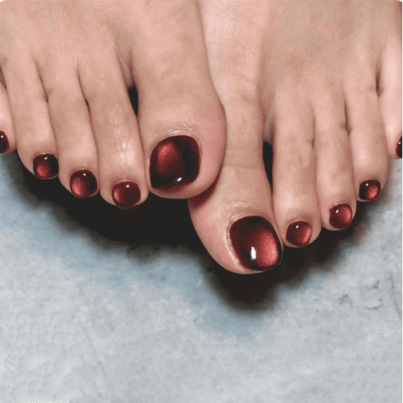 YTTAL (Buy 2 Get 1 Free, Buy 4 Get 2 Free) Square Press On Toenails, Iridescent Rainbow Cat Eye Gradient Shimmer Fake Toe Nails, 24PCS Glossy Reusable Acrylic Pedicure Kit for Summer Beach Vacation