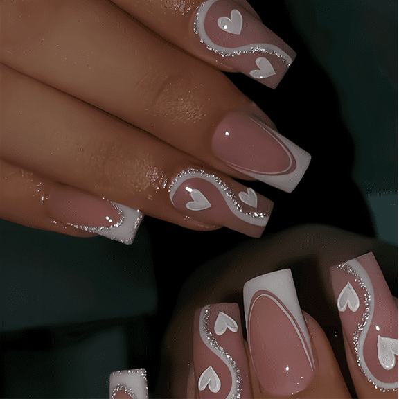 YTTAL(Buy 2 Get 1 Free)Colorful Cracked Texture Short Oval Press On Nails - 24PCS Reusable Fake Nails , Salon Quality Manicure Kit for Women