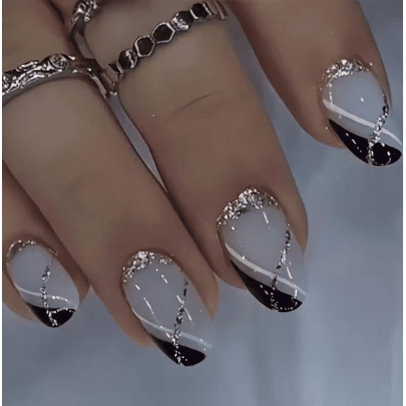 YTTAL Buy 2 Get 1 Free Earth & Star Press On Nails, Matte Black Short Square Fake Nails with 3D Earth Galaxy Design, Reusable Glue On Nails with Jelly Nails File, Stick On Nails for Women Daily Party