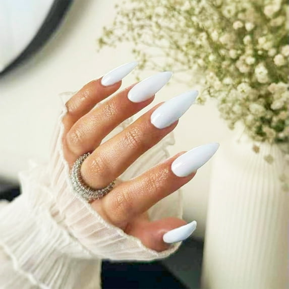 YTTAL Christmas Nails 24 Pcs Wine Red Solid Color Fake Nails, Medium Almond Press on Nails, Glossy Acrylic Glue on Nails, Reusable Full Cover Glue on Nails, for Women DIY Manicure Decoration