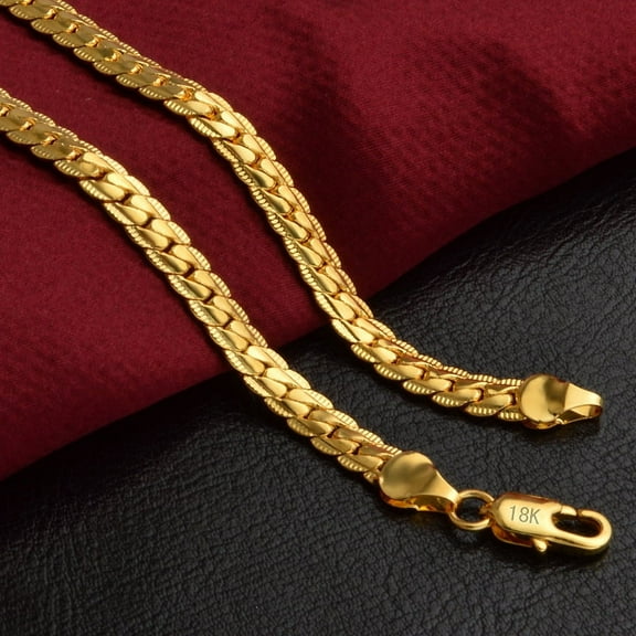 YTTAL Cuban Chain Necklace for Men Women Two-Tone Jewelry 5mm Wide 18K Gold Plated Curb Link Chain