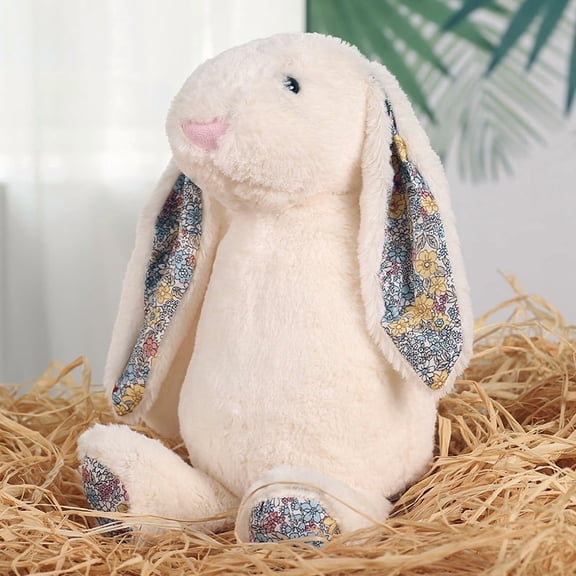 YTTAL Easter Bunny Stuffed Animals with Cotton,Safe Material Soft Washable Stuffed Bunny,Cute Plush Toy Rabbit Easter Decoration Birthday Gift , Crushed Flower,9" /15.7"