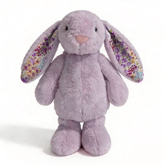 YTTAL Easter Decorations Pink Bunny Plush with Floral Ears - Soft Fluffy Stuffed Animal | Cute Kawaii Room Decor & Gift for Bunny Lovers