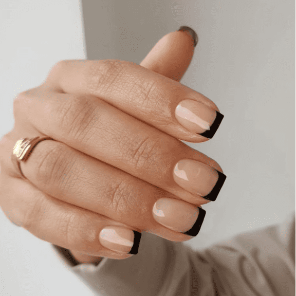 YTTAL French Tip Press on Nails Designs Short Square Fake Gloss False Spring Nails French Acrylic Nails Reusable Artificial Nails for Women 24PC
