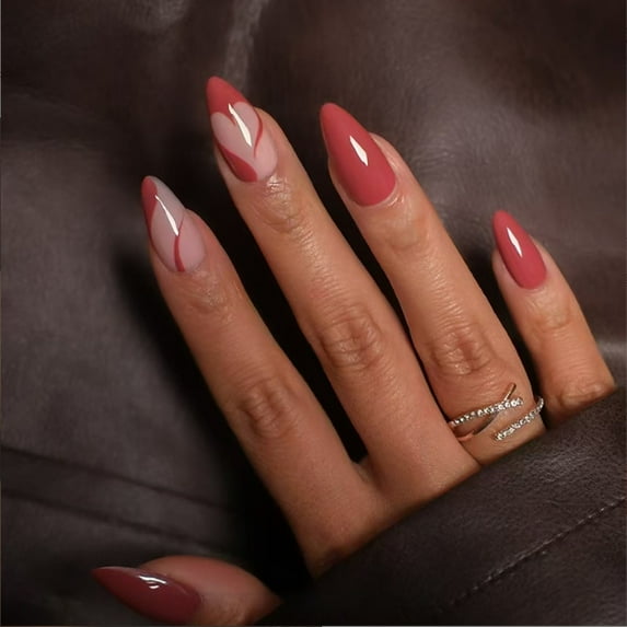 YTTAL French Tip Press on Nails Designs Short Square Fake Gloss False Spring Nails French Acrylic Nails Reusable Artificial Nails for Women 24PC