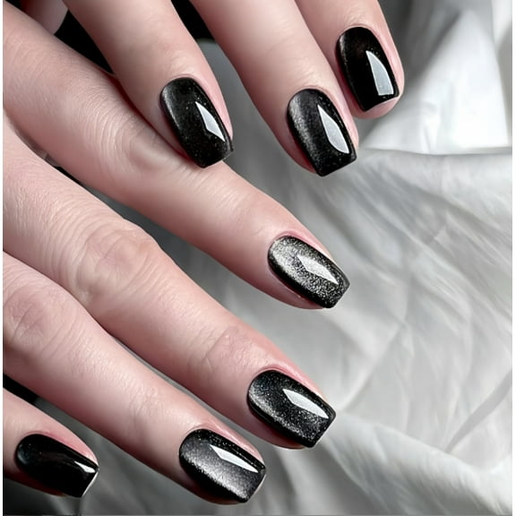 YTTAL French Tip Press on Nails Designs Short Square Fake Gloss False Spring Nails French Acrylic Nails Reusable Artificial Nails for Women 24PC