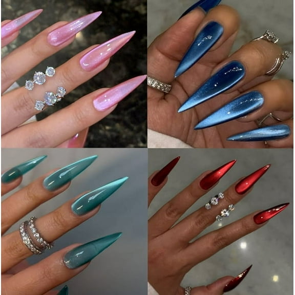 YTTAL French Tip Press on Nails Designs Short Square Fake Gloss False Spring Nails French Acrylic Nails Reusable Artificial Nails for Women 96PC