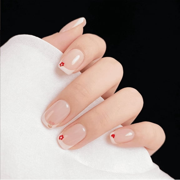 YTTAL French V Tip Press On Nails, Long Square Fake Nails, Buy 2 Get 1 Free, Reusable Black White False Nails Kit with Jelly Glue & Nail File