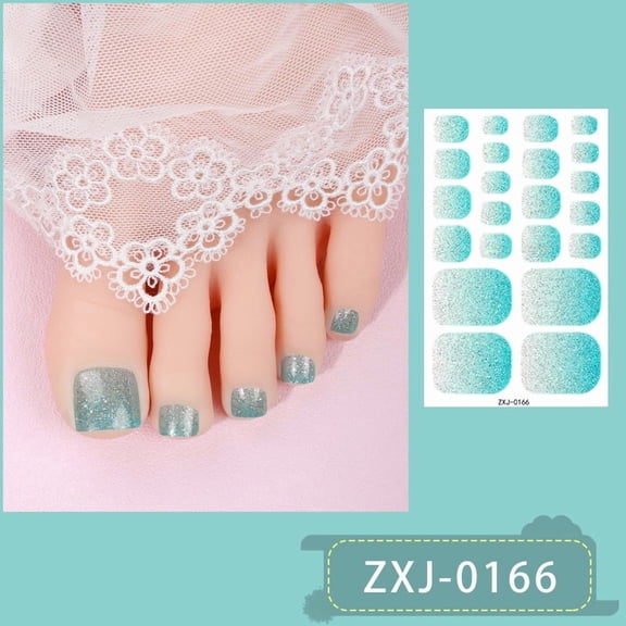 YTTAL Glitter Gradient Toe Nail Strips, Buy 2 Get 1 Free Self-Adhesive Full Cover Toenail Stickers, Salon-Quality Pedicure Wraps with Nail File, Long-Lasting Foot Nail Decals