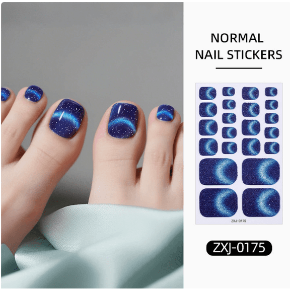YTTAL Green Glitter Toe Nail Stickers, 22pcs Self-Adhesive Full Cover Nail Wraps for Toenails, Long-Lasting Salon Pedicure Strips for Women, Buy 2 Get 1 Free Promotion