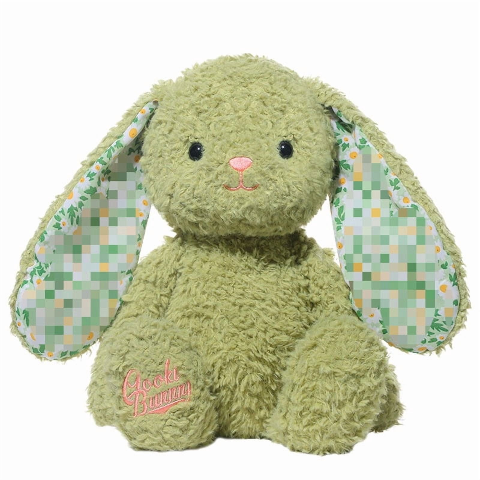 YTTAL Matcha Green Bunny Plush with Floral Ears - Soft Fluffy Stuffed ...