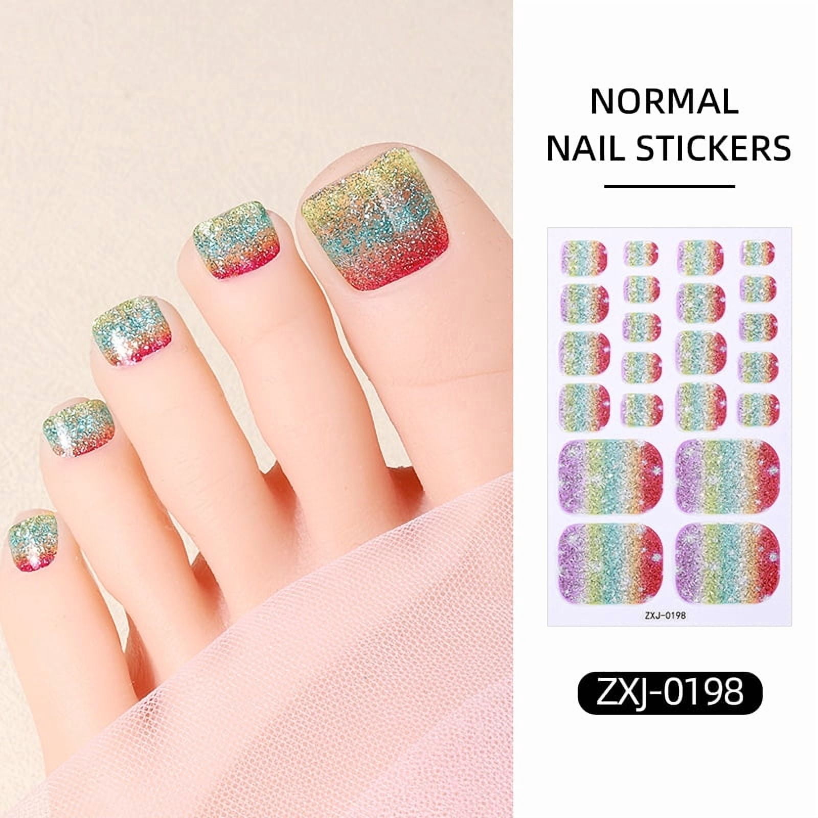 YTTAL Rainbow Glitter Toe Nail Stickers - Buy 2 Get 1 Free, Long