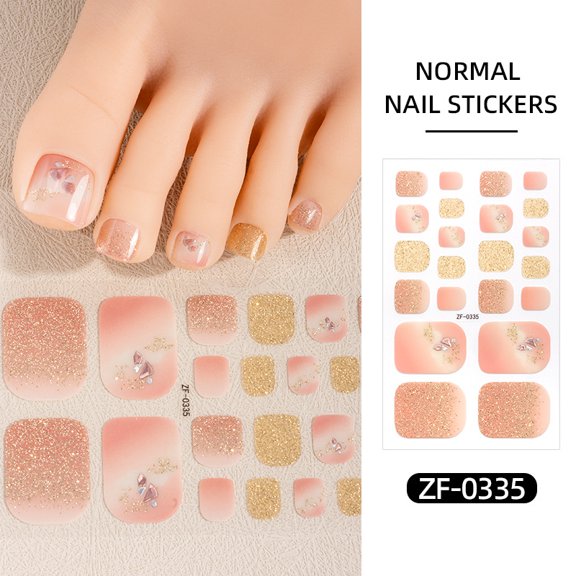 YTTAL Red French Tip Toe Nail Strips, Heart Glitter Toenail Stickers, Self-Adhesive Pedicure Wraps with Nail File, Buy 2 Get 1 Free, Buy 4 Get 2 Free, Salon-Quality DIY Decals