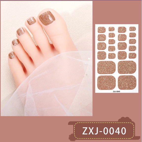 YTTAL Sheets Glitter Toenail Stickers - Self-Adhesive Full Cover Toe Nail Polish Wraps, Waterproof Long-Lasting Solid Color Nail Art Decals for Women Girls Pedicure DIY